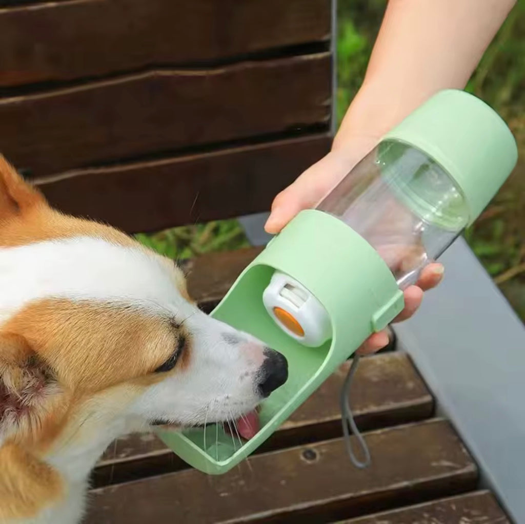 Gourde 2 en 1 Eau & Croquettes pour animaux de compagnie - Idéale Balade et Voyage