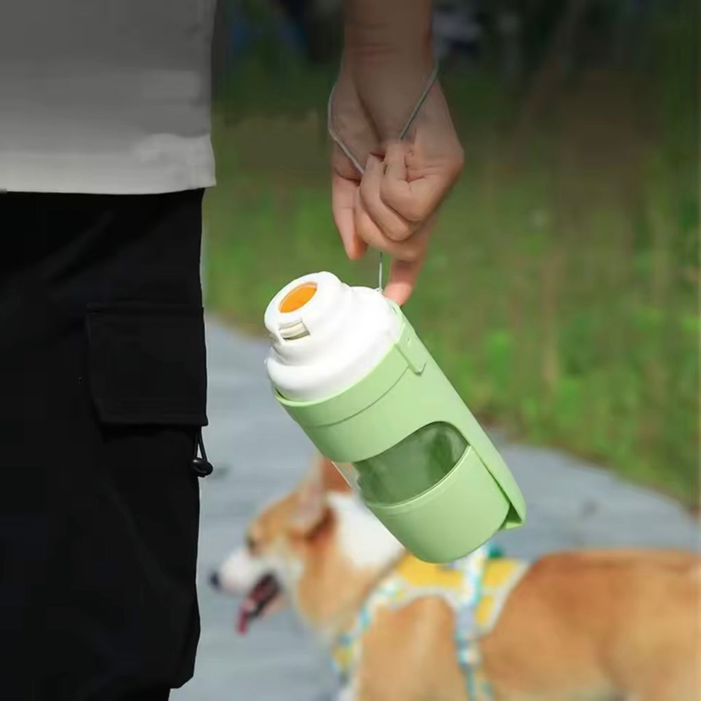 Gourde 2 en 1 Eau & Croquettes pour animaux de compagnie - Idéale Balade et Voyage